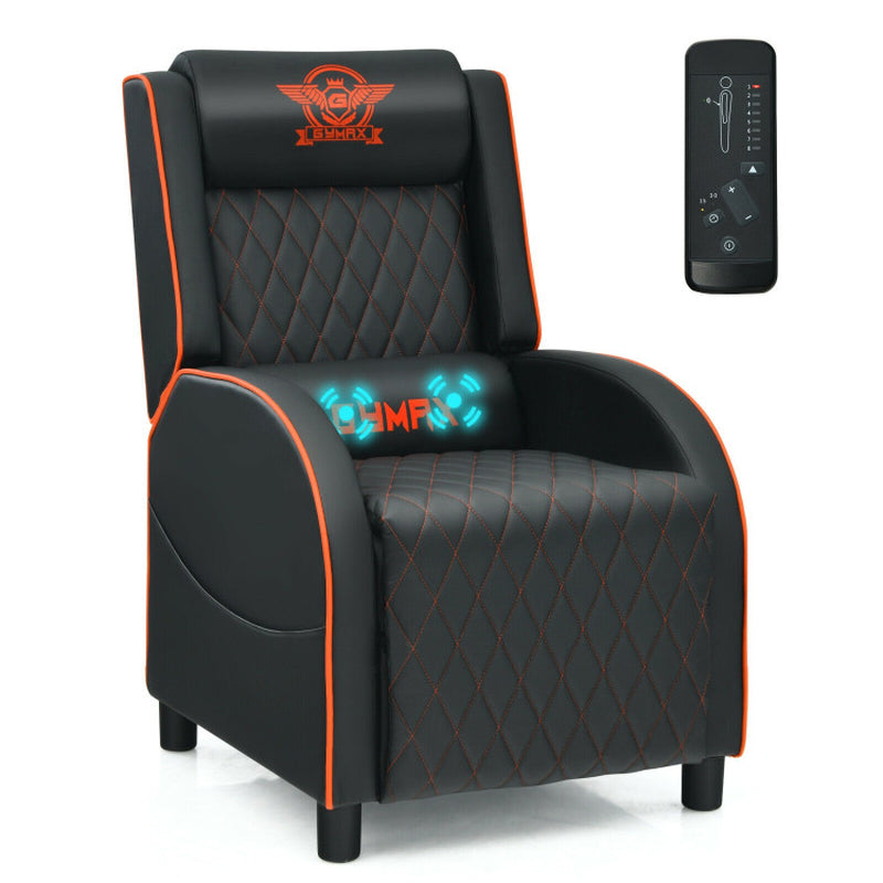 Massage Gaming Recliner Chair with Headrest and Adjustable Backrest