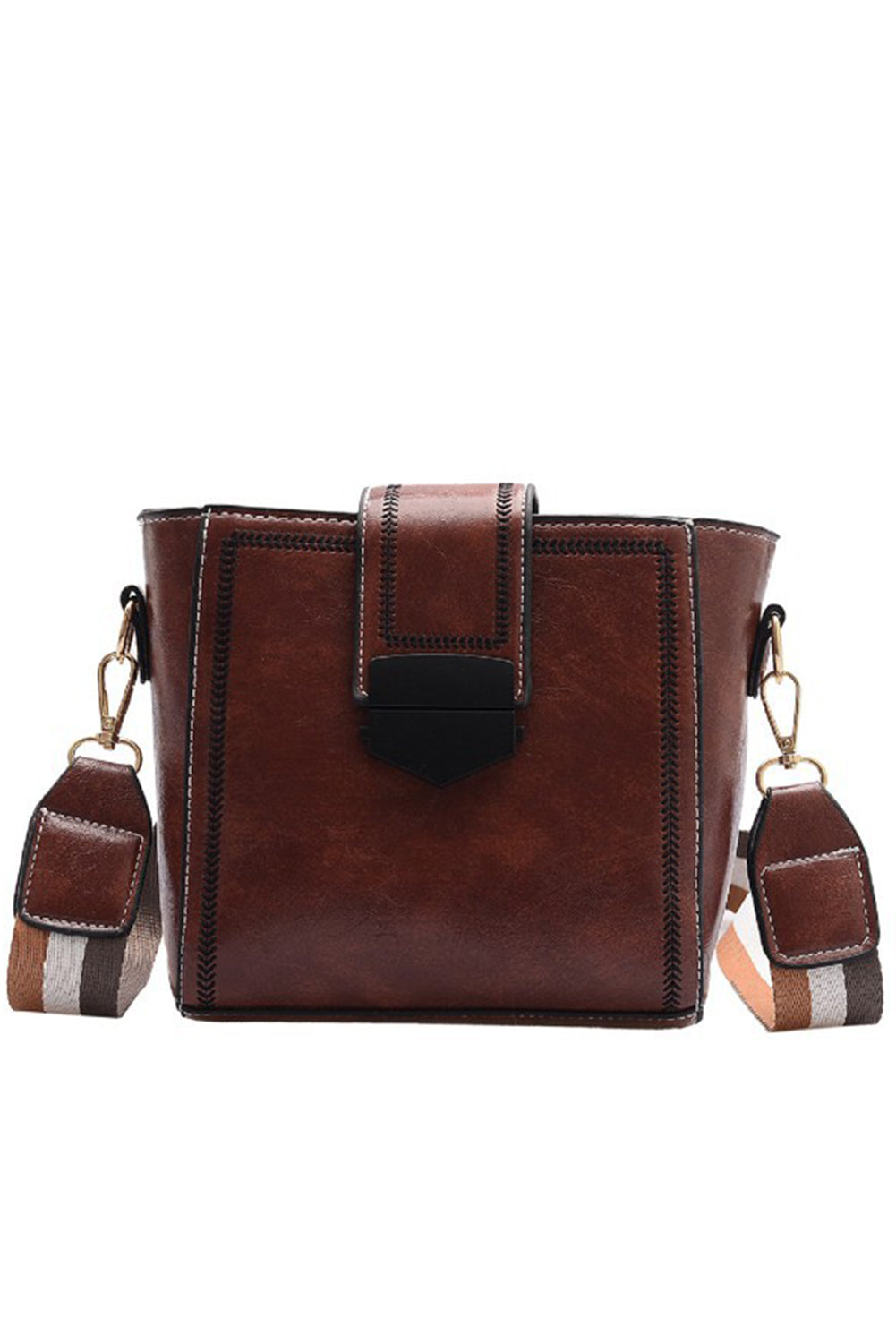 Brown Korean Style Faux Leather Crossbody Bag