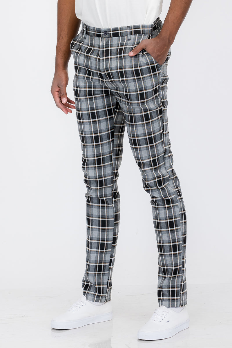 Plaid Slim Fit Trouser Pants