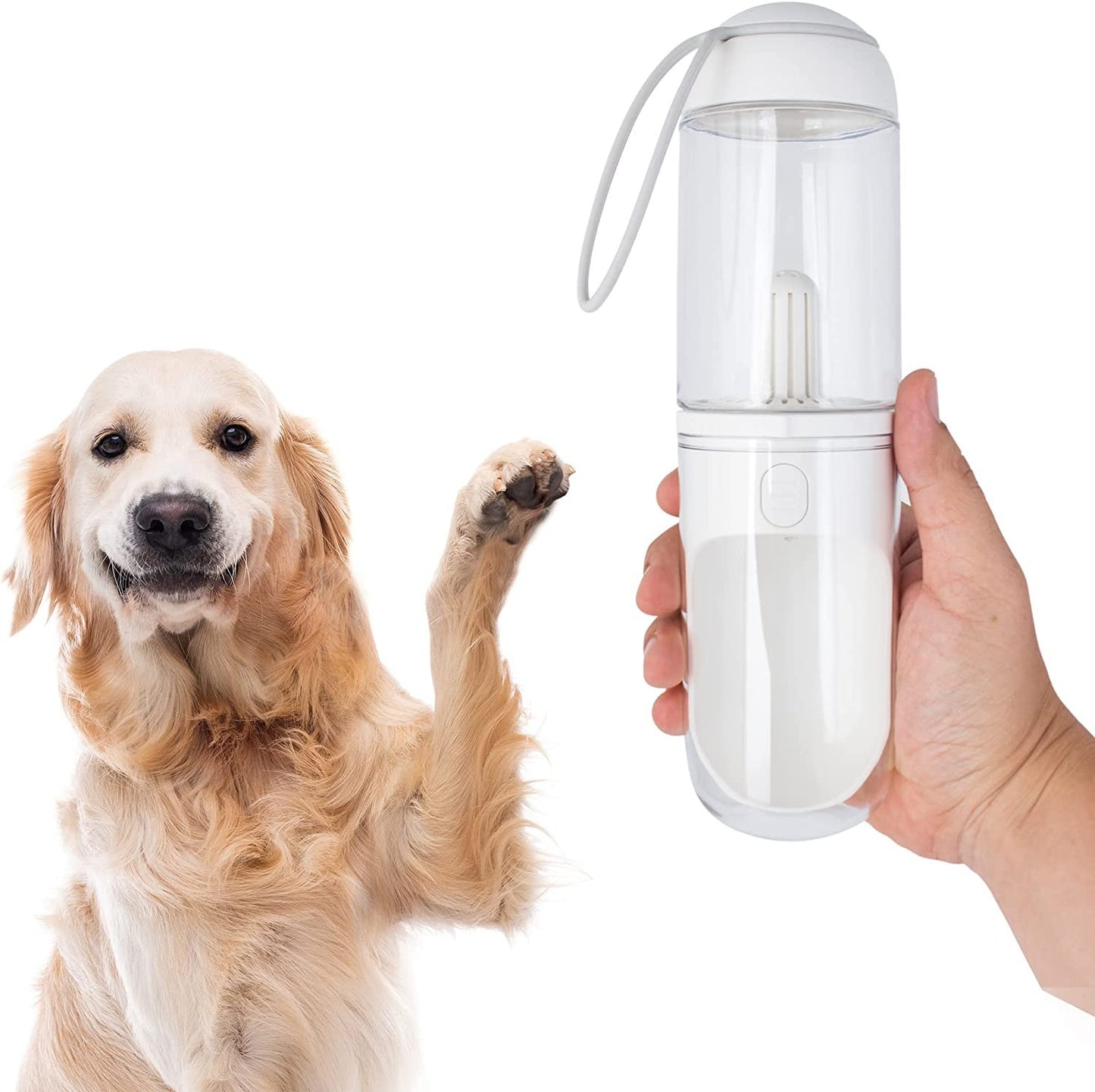 ABC Portable Dog Water Bottle Dispenser 360ml, White Travel Dog Water